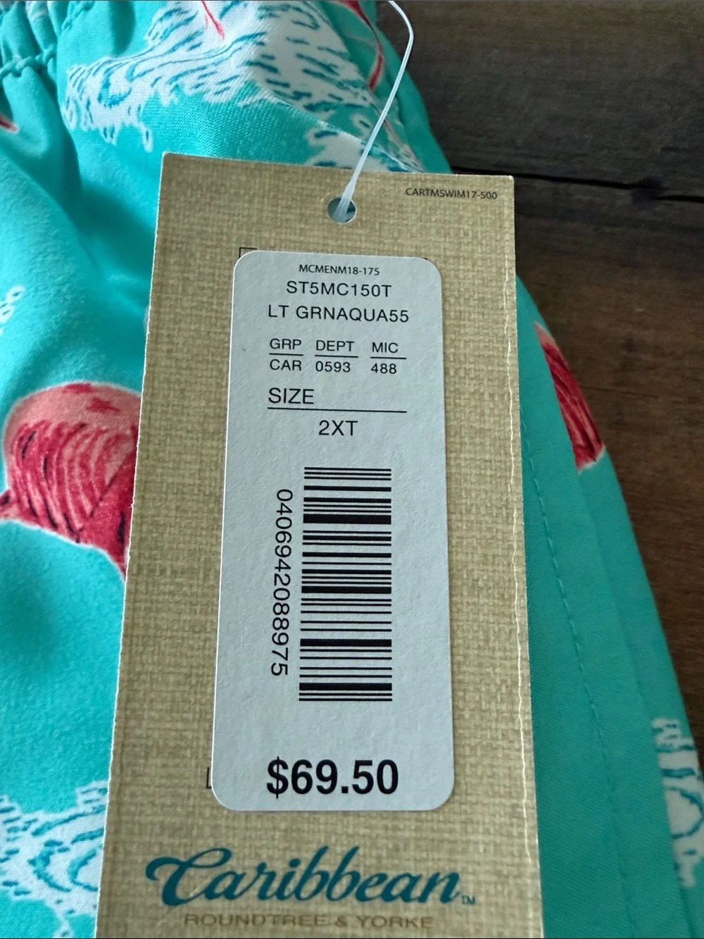 NWT Big and Tall Mens Swimming Trunks by Caribbean Size 2XT
